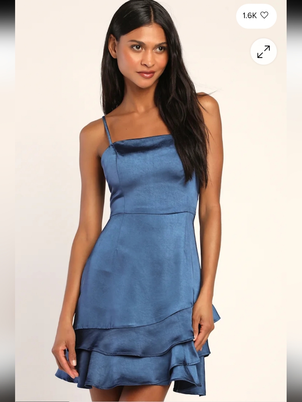 Dreams Come True Navy Blue Satin Ruffled Mini Dress - Picture 2 of 7